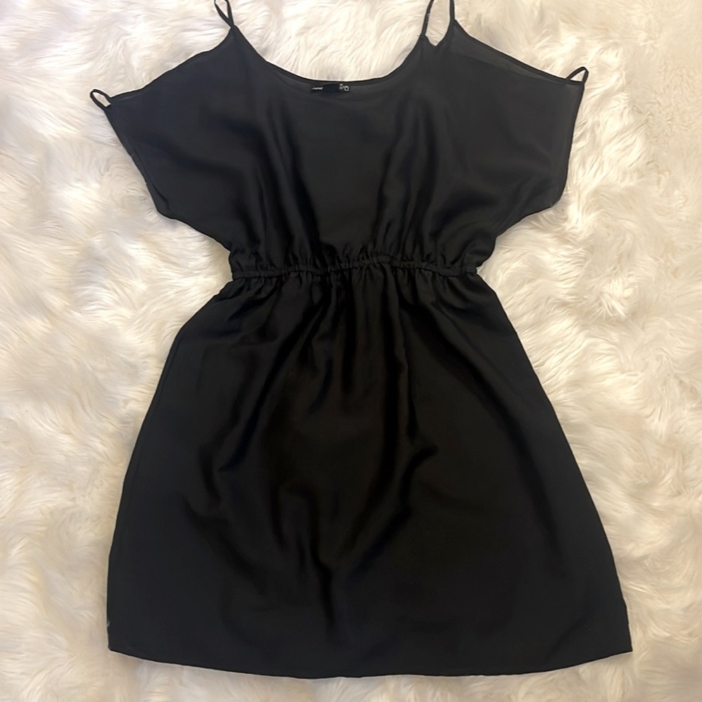 Black Semi-Sheer Dress Size:LG Open Shoulder.